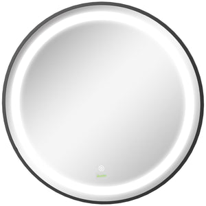 Badezimmerspiegel Rund Ø60cm LED Touch-Schalter Schwarz