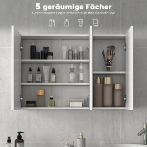Badezimmerspiegelschrank mit 3 Spiegeltüren zur Wandmontage weiss