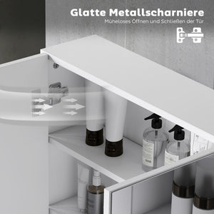 Badezimmerspiegelschrank mit 3 Spiegeltüren zur Wandmontage weiss