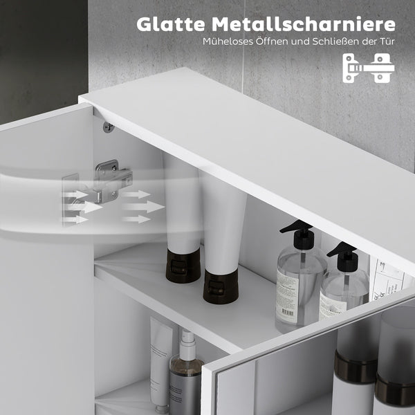 Badezimmerspiegelschrank mit 3 Spiegeltüren zur Wandmontage weiss