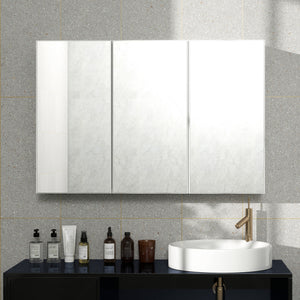 Badezimmerspiegelschrank mit 3 Spiegeltüren zur Wandmontage weiss
