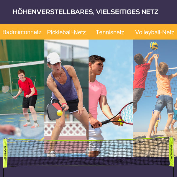Badmintonnetz faltbar Höhenverstellbar Tragetasche Gelb