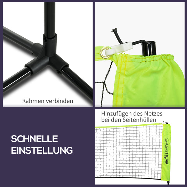 Badmintonnetz faltbar Höhenverstellbar Tragetasche Gelb