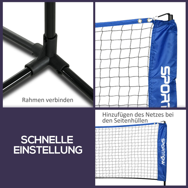 Badmintonnetz höhenverstellbar Indoor/Outdoor faltbar Blau