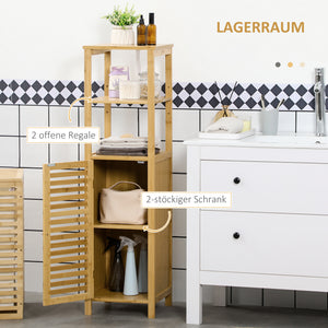 Badregal Bambus mit Lamellentür und verstellbaren Böden