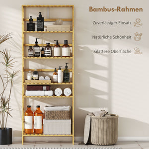 Badregal Bambusregal freistehend mit verstellbaren Böden für Aufbewahrung