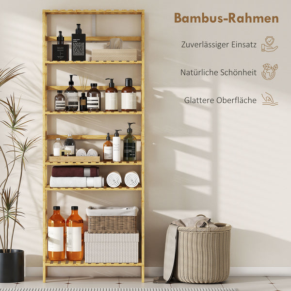 Badregal Bambusregal freistehend mit verstellbaren Böden für Aufbewahrung