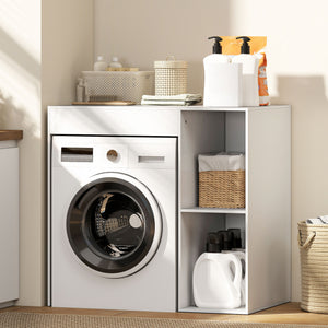 Badregal über Waschmaschine oder Toilette mit Ablagefächern weiss