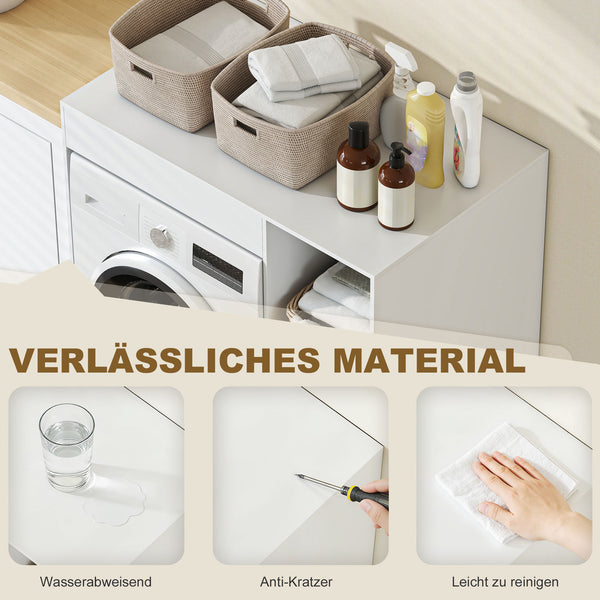 Badregal über Waschmaschine oder Toilette mit Ablagefächern weiss