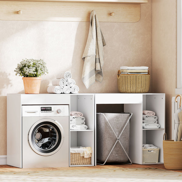 Badregal über Waschmaschine oder Toilette mit Ablagefächern weiss