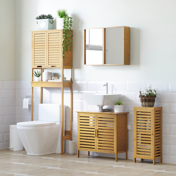 Badschrank Kompakt Lamellentür 2 Fächer Natur