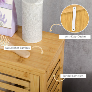 Badschrank Kompakt Lamellentür 2 Fächer Natur