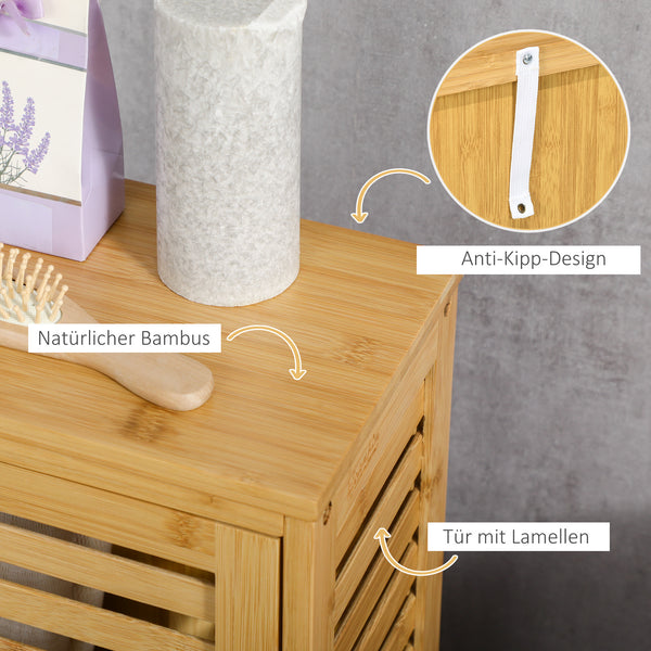 Badschrank Kompakt Lamellentür 2 Fächer Natur