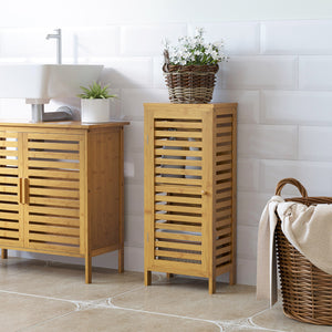 Badschrank Kompakt Lamellentür 2 Fächer Natur