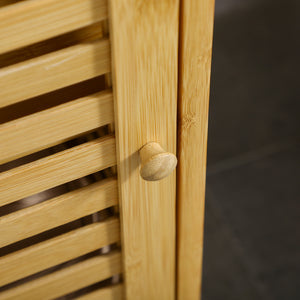 Badschrank Kompakt Lamellentür 2 Fächer Natur