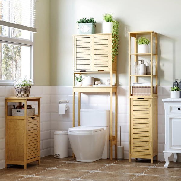 Badschrank Regal mit offenen Fächern Bambus Natur