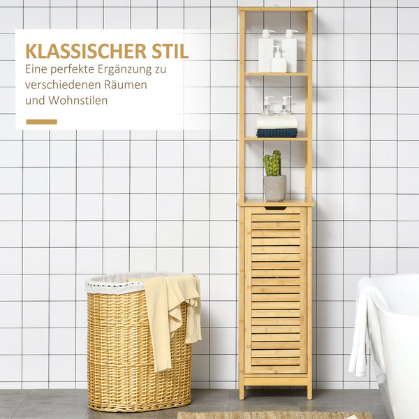 Badschrank Regal mit offenen Fächern Bambus Natur