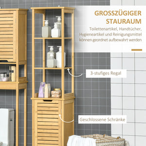 Badschrank Regal mit offenen Fächern Bambus Natur