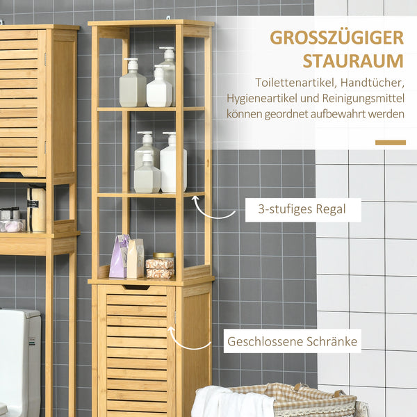 Badschrank Regal mit offenen Fächern Bambus Natur