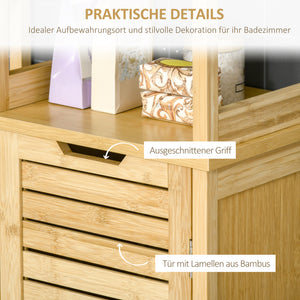 Badschrank Regal mit offenen Fächern Bambus Natur