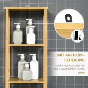 Badschrank Regal mit offenen Fächern Bambus Natur