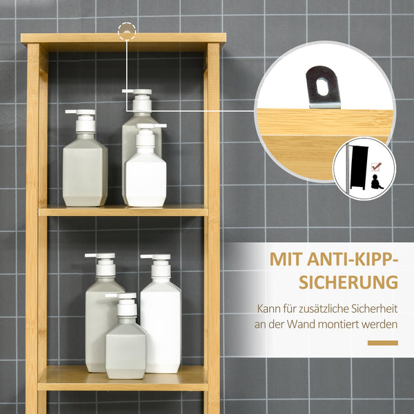 Badschrank Regal mit offenen Fächern Bambus Natur