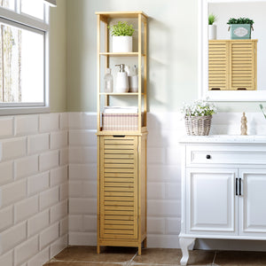Badschrank Regal mit offenen Fächern Bambus Natur