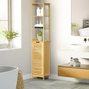 Badschrank Regal mit offenen Fächern Bambus Natur