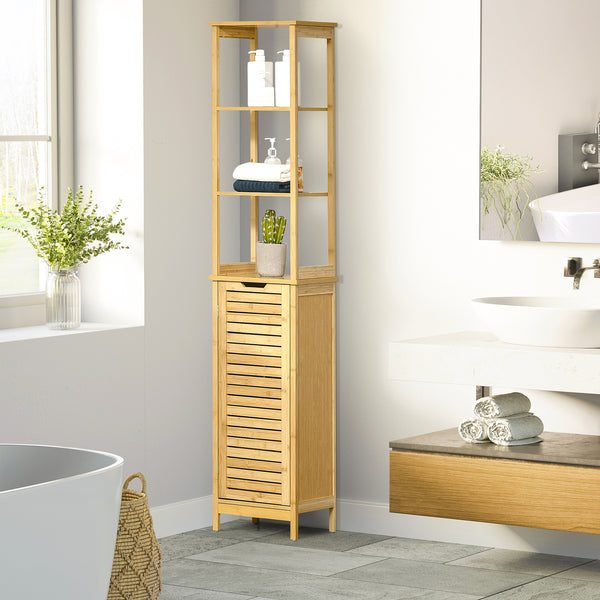 Badschrank Regal mit offenen Fächern Bambus Natur