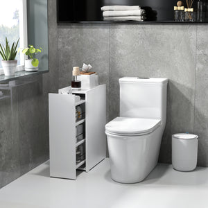 Badschrank schmal freistehend mit Schublade weiss