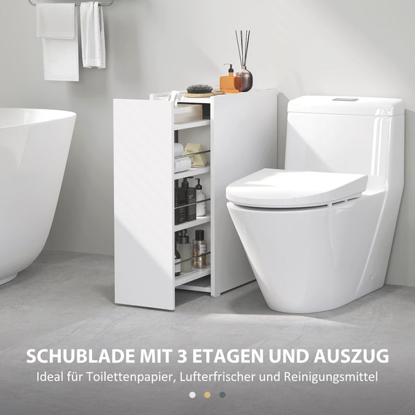 Badschrank schmal freistehend mit Schublade weiss