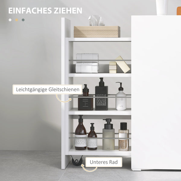 Badschrank schmal freistehend mit Schublade weiss