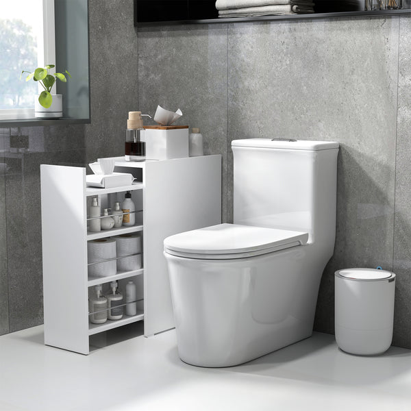 Badschrank schmal freistehend mit Schublade weiss