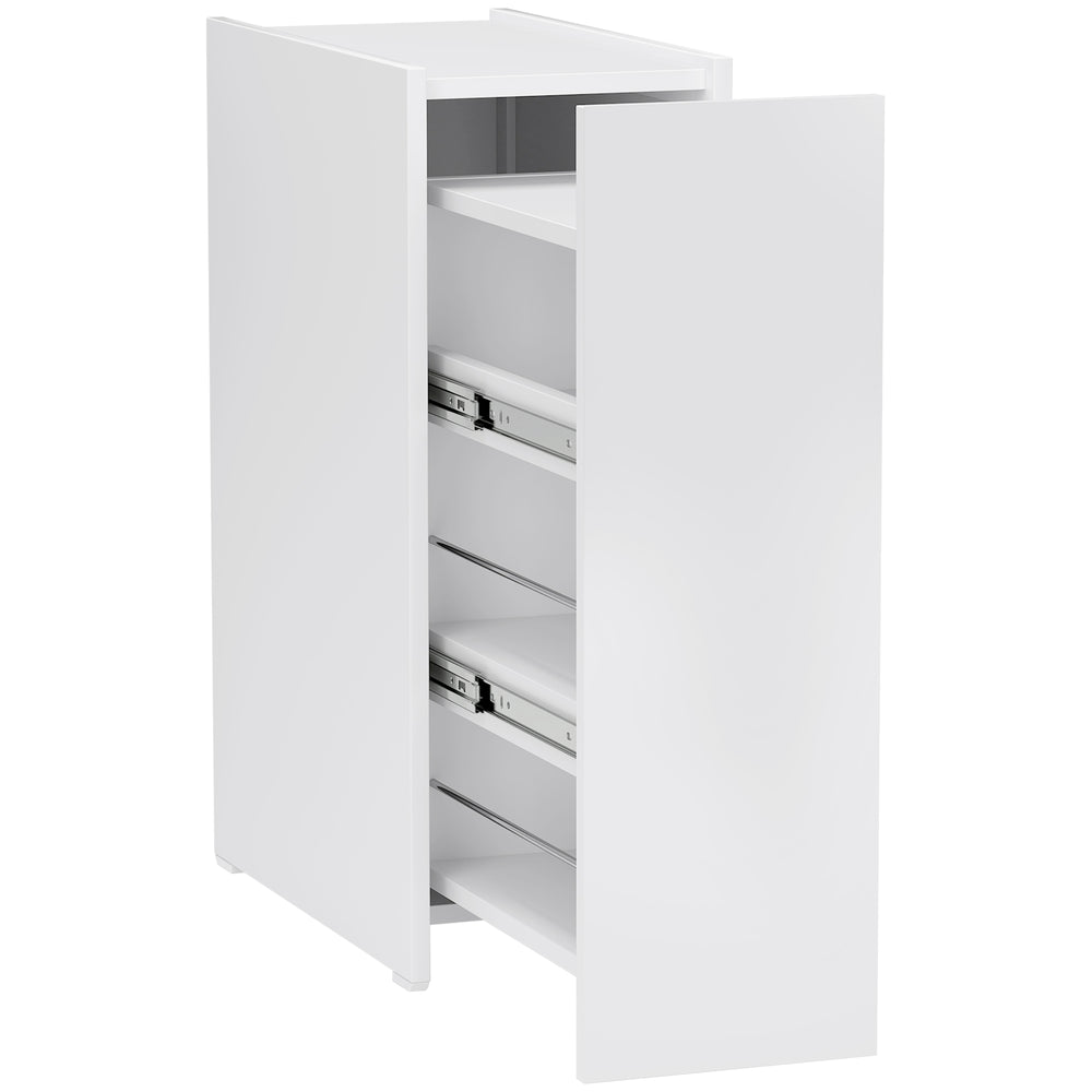 Badschrank schmal freistehend mit Schublade weiss