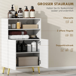 Badschrank mit Soft-Close Türen und offenen Regalen weiss
