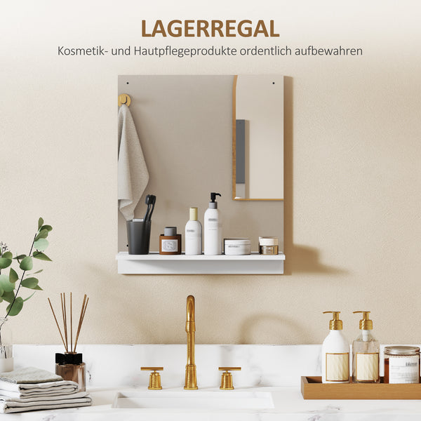 Badspiegel Wandspiegel mit Ablage für Bad und Flur weiss
