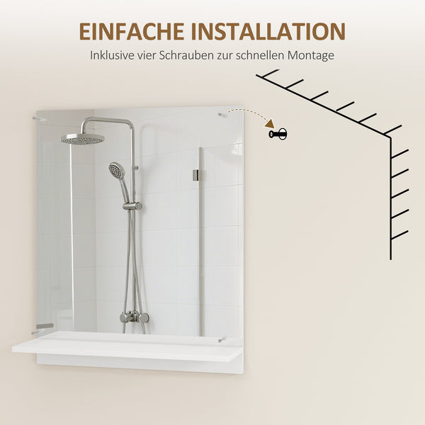 Badspiegel Wandspiegel mit Ablage für Bad und Flur weiss