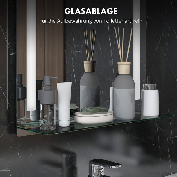 Badspiegel LED-Beleuchtung Touch-Schalter 50x70cm Silber