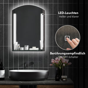 Badspiegel LED-Beleuchtung Touch-Schalter 50x70cm Silber