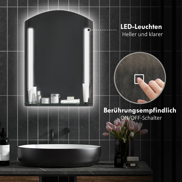 Badspiegel LED-Beleuchtung Touch-Schalter 50x70cm Silber