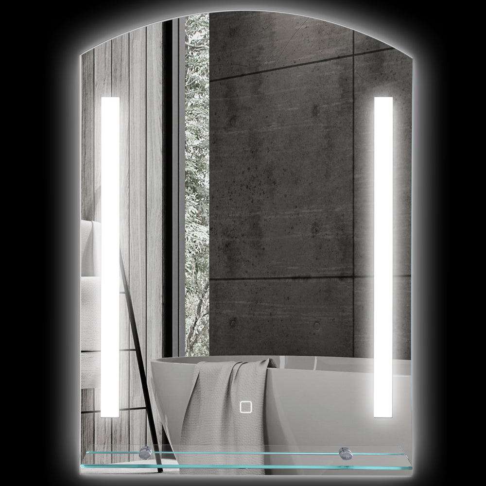 Bathroom mirror with LED lighting and touch switch, 50x70cm, silver