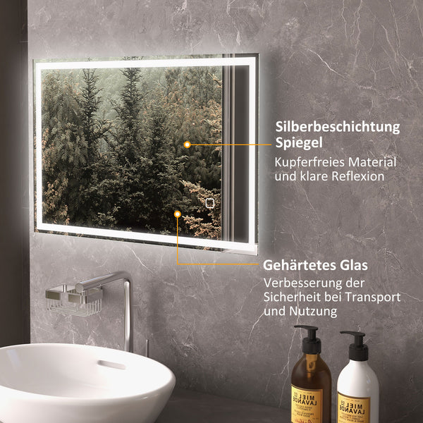 Badspiegel mit LED Beleuchtung und Touchfunktion für Bad