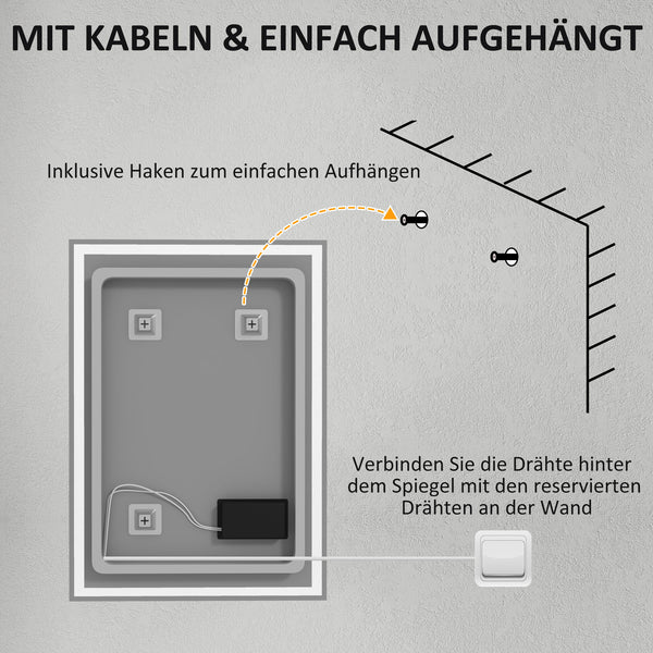 Badspiegel mit LED Beleuchtung und Touchfunktion für Bad