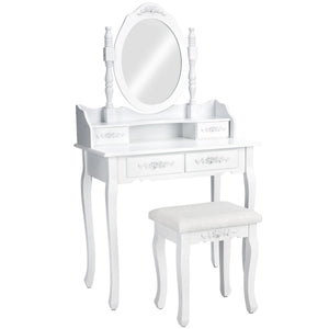 Dressing table with mirror and stool in antique look