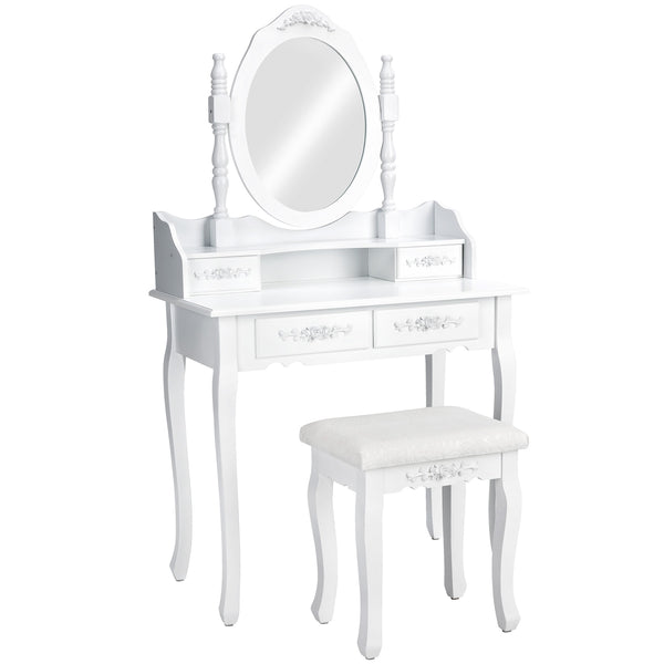 Dressing table with mirror and stool in antique look