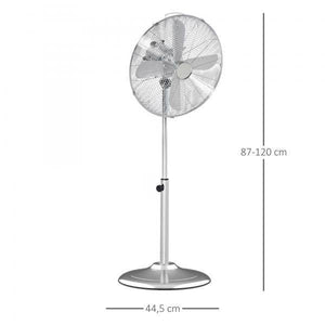 Standventilator Lüfter Höhenverstellbar 3 Geschwindigkeitsstufen Stahl Silber