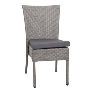 Polyrattan Balkon Sitzgruppe 4 Stühle 1 Tisch grau mit Kissen