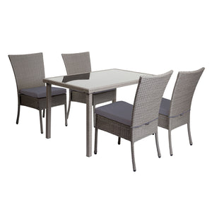 Polyrattan Balkon Sitzgruppe 4 Stühle 1 Tisch grau mit Kissen