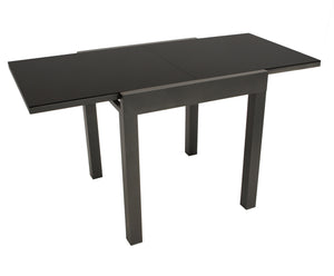Balkon-Ausziehtisch ELBA 70/140x70cm, Aluminium anthrazit + Glas schwarz
