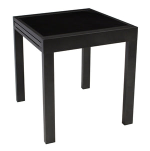 Balkon-Ausziehtisch TORINO 65/130x65cm, Aluminium anthrazit + Glas schwarz